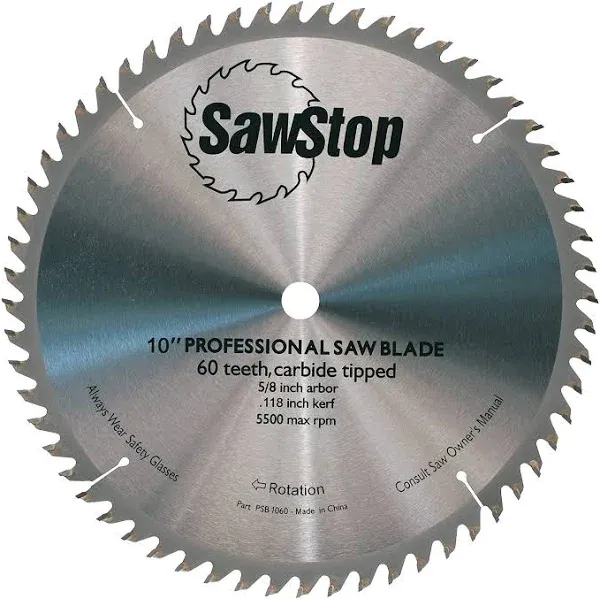 SawStop CB104 184 60 Tooth Combination Table Saw Blade