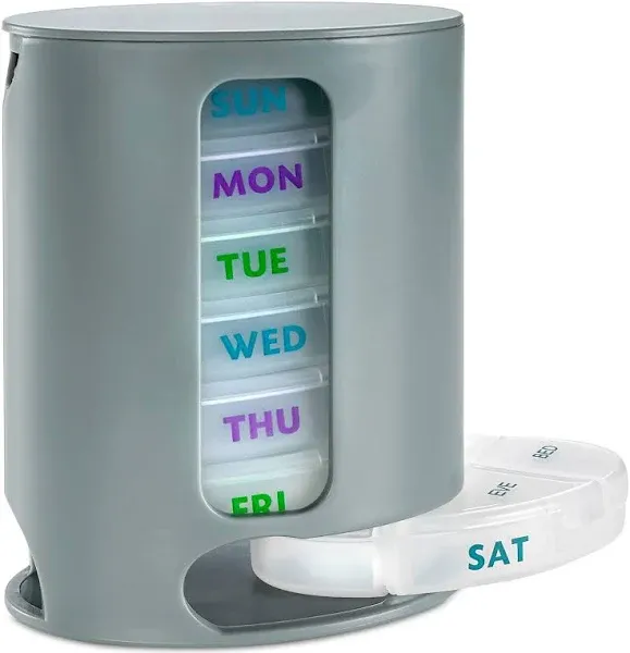 Medca Weekly Pill Organizer, 1 Dispenser, 7 Stackable Compartments Four Times-a-Day