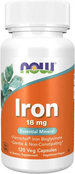 Now Foods Iron 18 mg 120 Veg Capsules