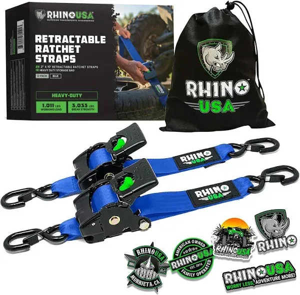 Rhino USA Retractable Ratchet Straps