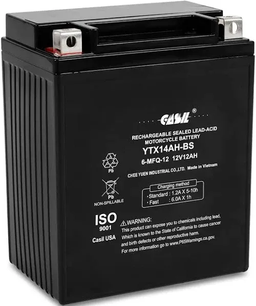 YTX14AH - 12 Volt 12AH 210 CCA - High Performance Maintenance Free SLA AGM Po...