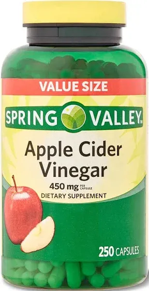 Spring Valley Apple Cider Vinegar Dietary Supplement Capsules 450mg - 100 Pieces