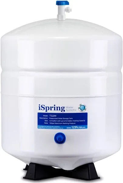 iSpring T32M Pressurized Water Storage Tank with Ball Valve for Reverse Osmosis