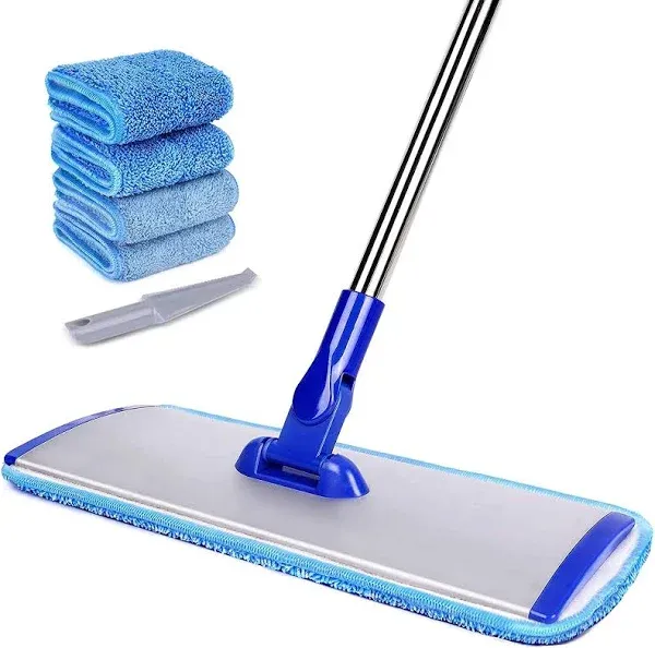 18&#034; Professional Microfiber Mop Floor Cleaning System, Flat Mop with Stainless S