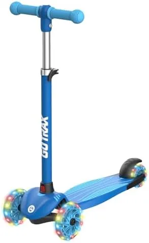  KS1 Kids Kick Scooter, LED Lighted Wheels and 3 Adjustable Height Blue