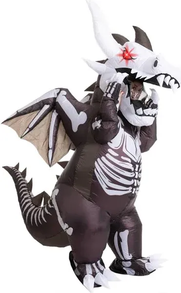 Spooktacular Creations Inflatable Costume for Adult, Dragon Skeleton Air Blow...