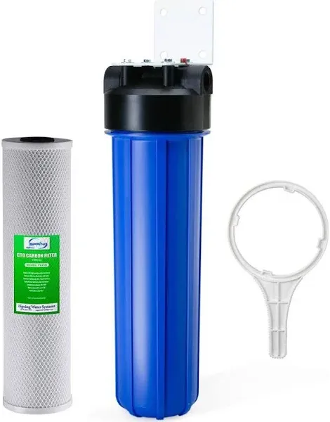 iSpring WGB12B 1-Stage Whole House Water Filtration System w/ 20” x 4.5” Carbon Block Filter - Reduces up to 99% Chlorine