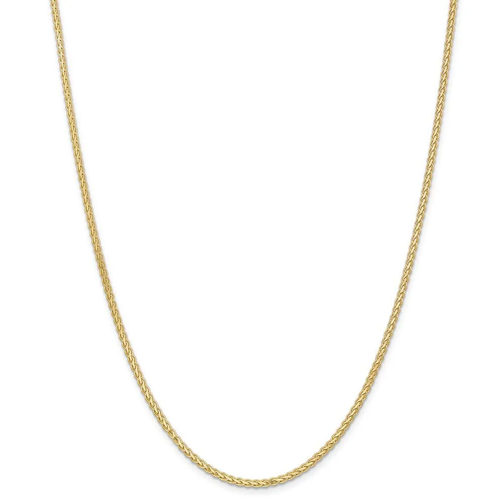 Chain Necklace 14K Yellow Gold bracelet Spiga (Wheat) Flat 20 in 2.5 mm