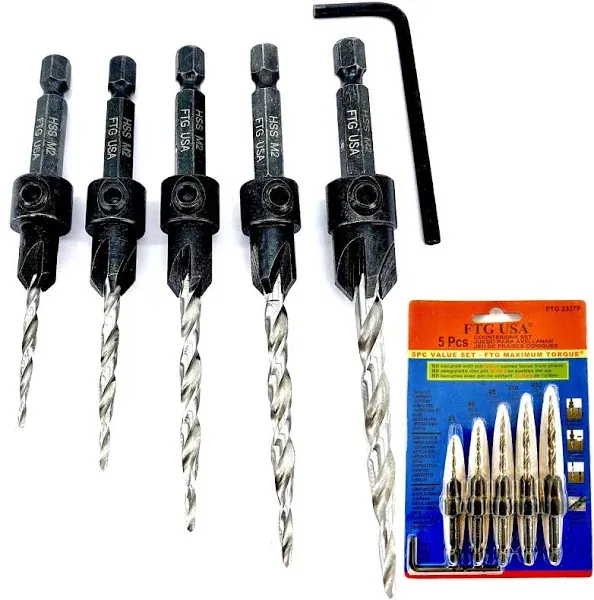 Adjustable Wood Countersink Drill Bit Set #4#6#8 with Tapered Drill Bits for Woodworking