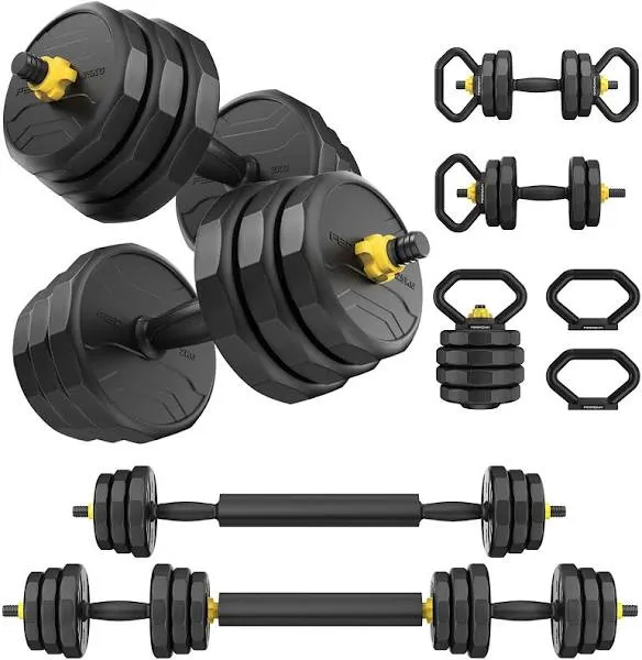 FEIERDUN Adjustable Dumbbells 40/60/90lbs Free Weight Set with 4 Modes Used as Barbell