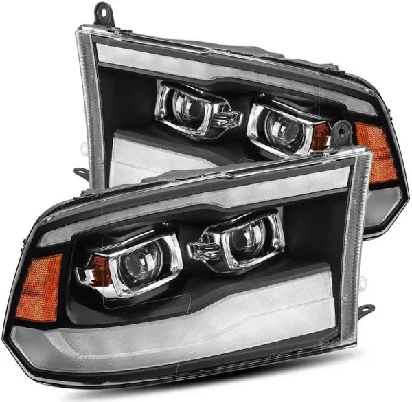 AlphaRex Projector Headlights Plank Style Design Black 09-18 Ram Truck