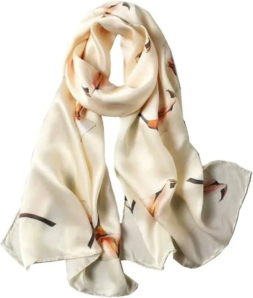 ANDANTINO 100% Mulberry Silk Long Scarf for Women Large Shawls for Headscarf and