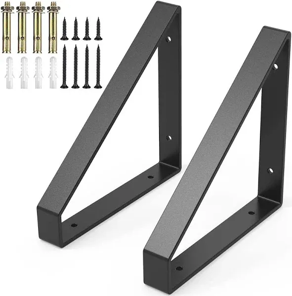 2PCS Heavy Duty Shelf Brackets,8&#034; Metal Wall Brackets Steel Triangle 2 PCS