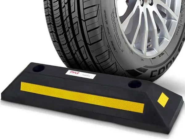 Pyle 22 Inch Vehicle Driveway Parking Spot Wheel Guide Stop Tire Block