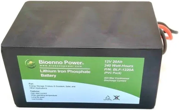 Bioenno 12V 20Ah Lithium Iron Phosphate Battery