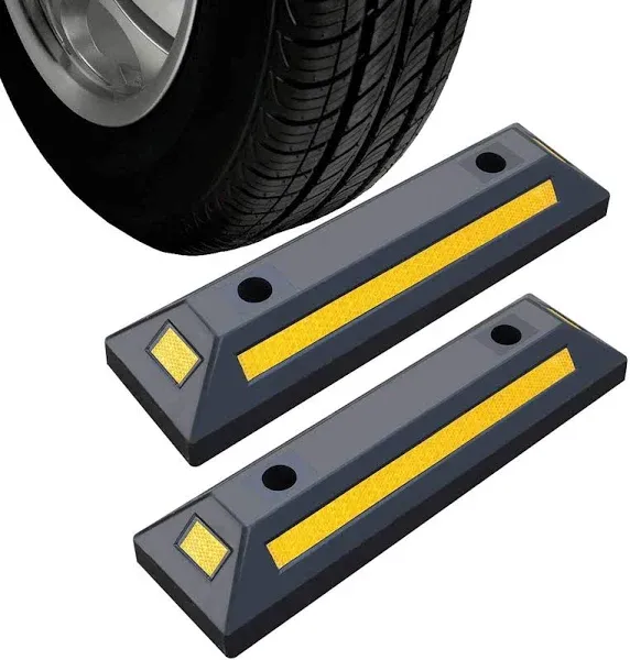 Reliancer 2 Pack Heavy Duty Rubber Parking Guide Blocks