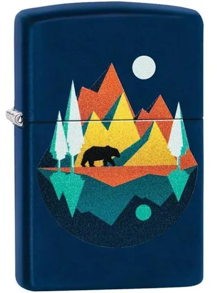 Zippo Geometric Bear and Mountains Design Pocket Lighter