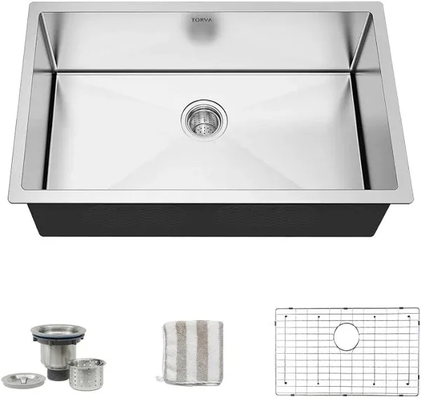 28-Inch Undermount Kitchen Sink, 16 Gauge Stainless Steel Single Bowl - 10 Inche