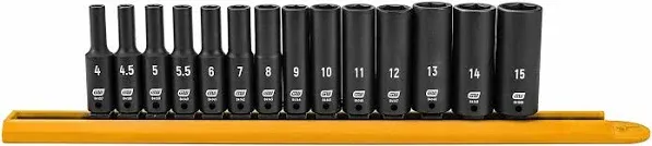 GearWrench 14 Piece 1/4" Drive 6-Point Metric Deep Impact Socket Set