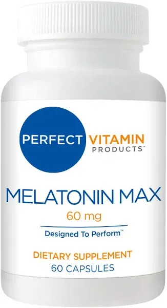 60mg Extra Strength Melatonin MAX - High Dosage Melatonin Ensures Amply Supply Of This Important Hormone - 100% Drug-Free, Vegan, Non-GMO, Gluten-Free (60 Capsules)