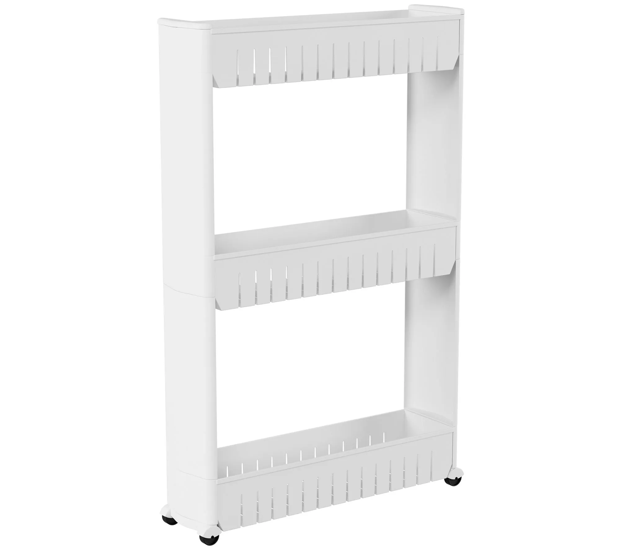 White Slim Slide Out Pantry on Rollers for Kitchen Laundry Room Bathroom