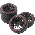 12mm Hex Wheel Rims &amp; OD 2.59&#034; Rubber Tires for RC 1/10 On-Road Touring Car 