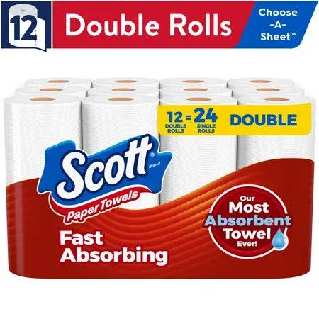 Scott Paper Towels Choose-A-Sheet, Mega Roll , 2 Count (Pack of 12)