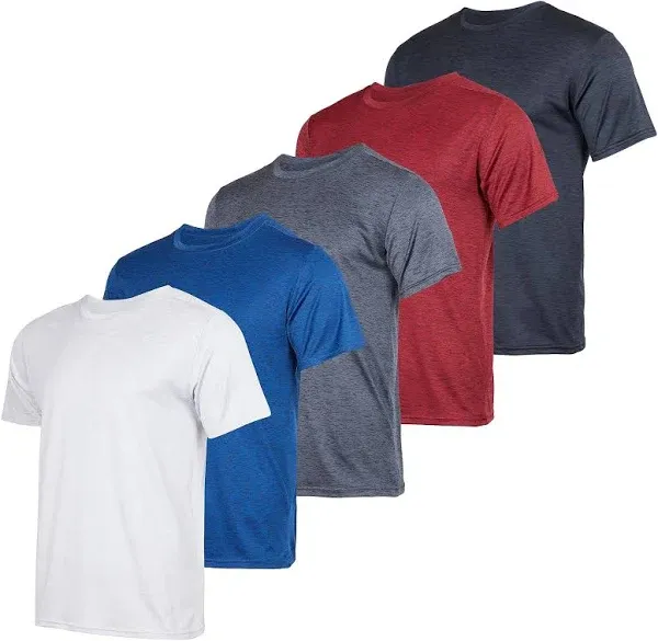 5 Pack Real Essentials Men's Dry Fit Active Performance T-Shirt in Multi | Medium