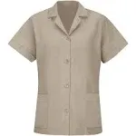 Red Kap TP23 Women's Loose Fit Short Sleeve Button Smock - Tan - S