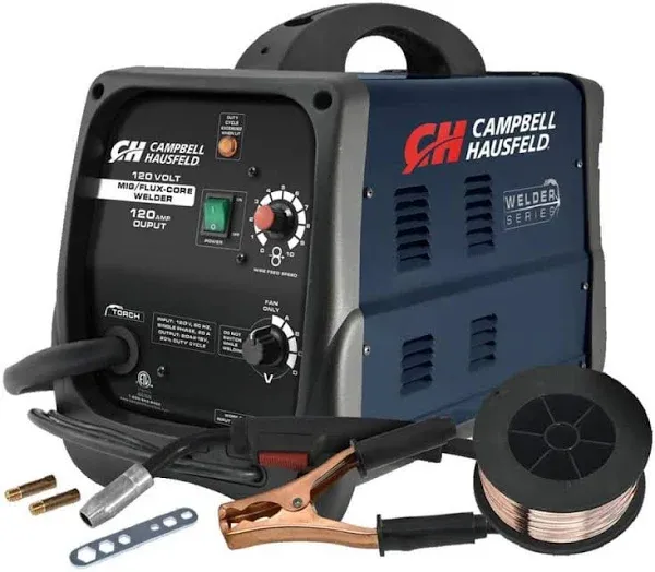 Campbell Hausfeld DW313000 MIG/Flux Core Welder 120 Amp Output Wire Feed with Accessories