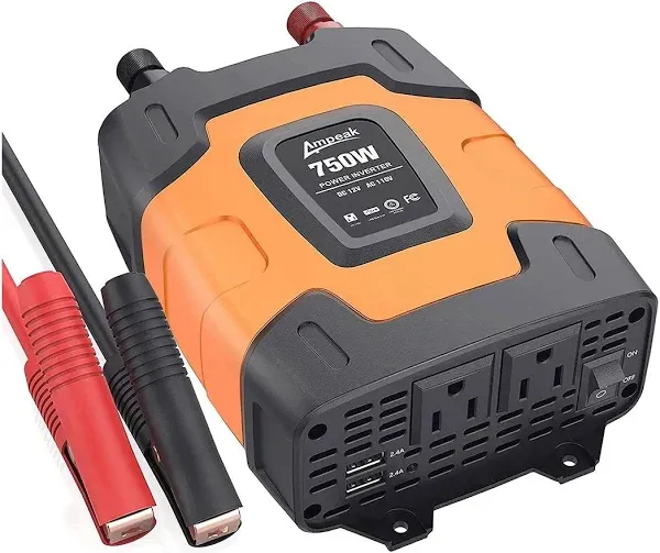 Ampeak Upgrade 750W Power Inverter 12V Dc To 110V Ac Car Converter 4.8A Dual Usb