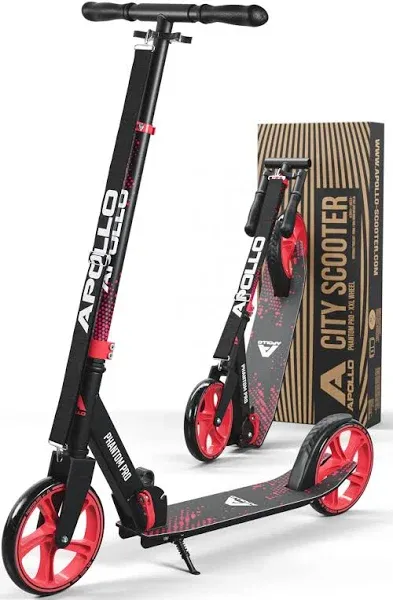 APOLLO Adult Scooter - Folding Kick Scooter for Teens and Adults Weighing up to 220 lbs. Foldable, with Big Wheels (XXL), and an LED Light-Up Wheel Option