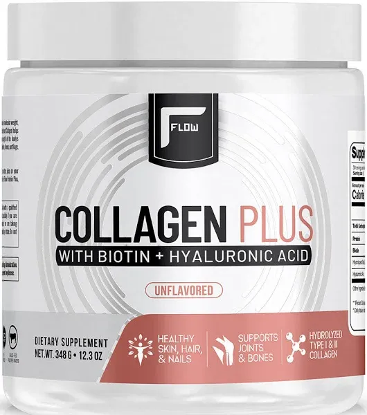 Flow Supplements Collagen Peptides Protein Powder Collagen Supplements with Hyaluronic Acid + Biotin Hydrolyzed Collagen