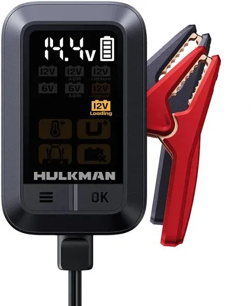 HULKMAN Sigma 1 Car Battery Charger, 1A 6V/12V Automatic Smart Trickle Charger