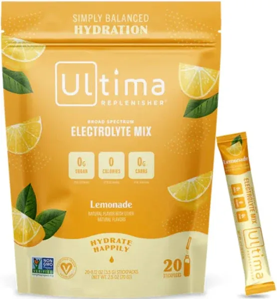 Ulltima Replenisher Broad Spectrum Electrolyte Mix Lemonade Flavor 20 Stickpacks