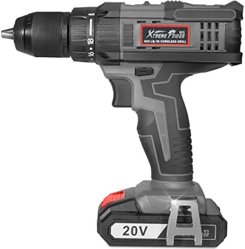 XtremepowerUS Electric Drill Cordless Compact Lightweight Rubber-Covered Handle