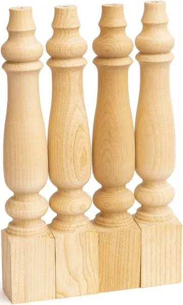 Farmhouse Table Legs, Legs for Furniture Set of 4 Unfinished Wood 16 inch