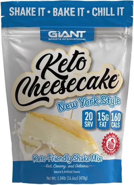 Giant Sports Keto Cheesecake Shake Mix - Delicious Low Carb, Ketogenic Diet Gluten Free Powder Mix - Works Great with Almond Milk - Strawberry (20 Serving Bag)