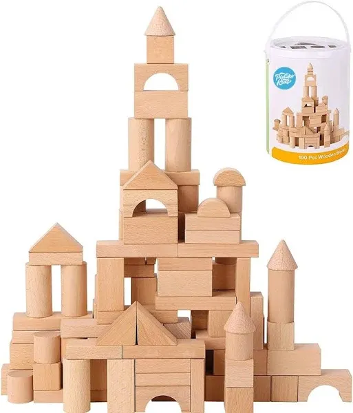 Pidoko Kids Wooden Building Blocks Set 100 Pcs