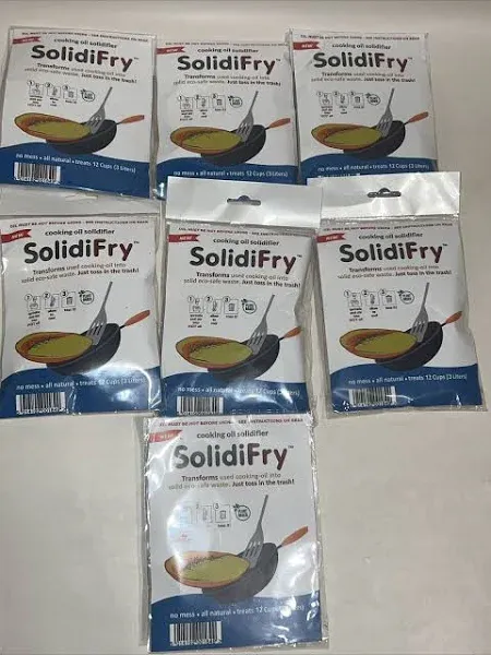 QTY:7 SolidiFry Waste Cooking Oil Solidifier powder 100% Plant-Based Cooking Oil