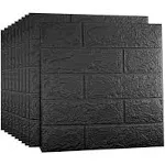 Sodeno 10 Pcs Black 3D Wall Panels, 14.5 sq.feet Coverage Printable Wallpaper Sticker with Self-Adhesive Waterproof Brick PE FOA