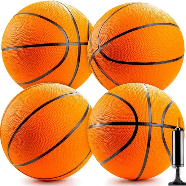 Mini Basketball - 7 Inch, Size 3 Pack Of 4 - Mini Hoop Outdoor Basketball Set 