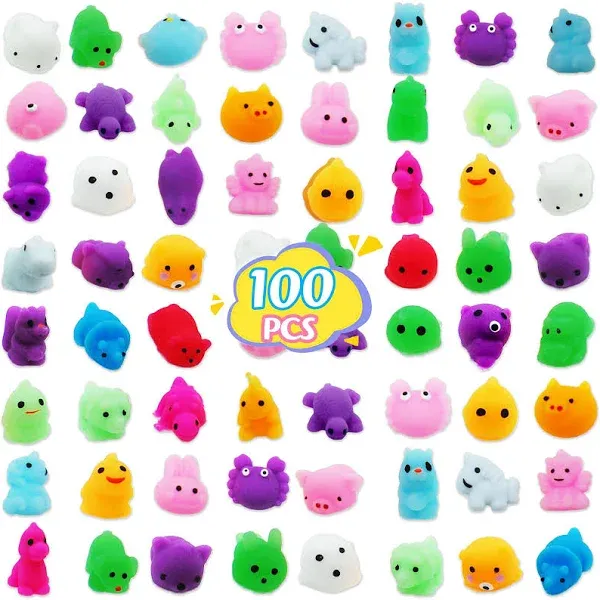 100 Pack Mochi Squishy Toy Mini Squishies Party Favors Fidget Toys for Kids Adults,Goodie Bag Stuffers Birthday Gifts,ADHD Stress Relief Sensory Toys,Canival Treasure Box Toys for Classroom Prizes