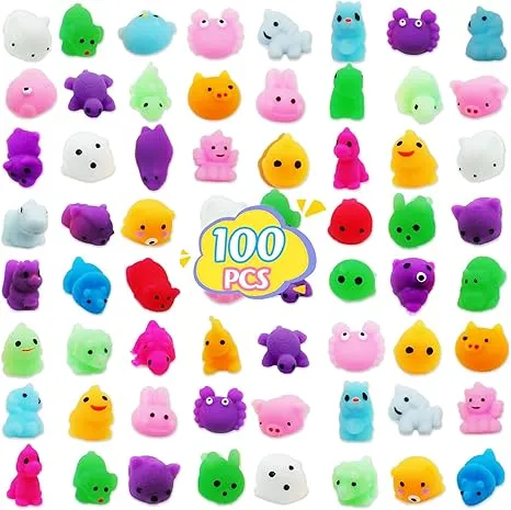 100 Pack Mochi Squishy Toy Mini Squishies Party Favors Fidget Toys for Kids Adults,Goodie Bag Stuffers Birthday Gifts,ADHD Stress Relief Sensory Toys,Canival Treasure Box Toys for Classroom Prizes