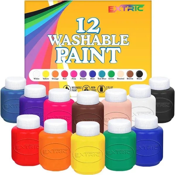 Kids Paint Set - 12 Colors Kids Paint 2 oz Each - Washable Paint for Kids Non...