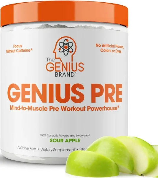 Genius Pre Workout Powder Blue Raspberry - All-Natural Nootropic Pre-workout ...