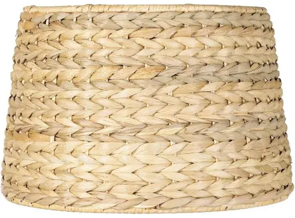 Brentwood Woven Seagrass Small Drum Lamp Shade 10" Top x 12" Bottom x 8.25" Slant x 8" High (Spider) Replacement with Harp and Finial