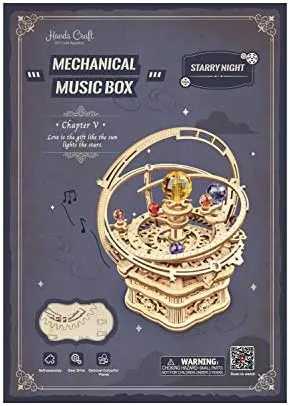 DIY 3D Wooden Puzzle Music Box Starry Night