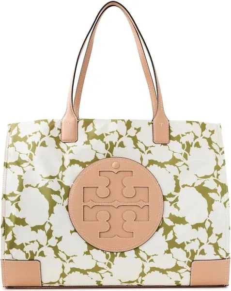 Tory Burch Ella Rayure Fleurie Green Flower-Print Recycled Tote Bag New Sealed