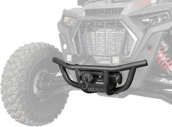 SuperATV Winch-Ready Front Bumper for Polaris RZR XP Turbo S - Made of Heavy Duty Steel Tubing - Black, UV Resistant Powder Coating - Pre-Fit for SuperATV 2500-6000lb Black Ops Winches